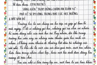 Bài dự thi cuộc thi “Sáng kiến bảo đảm trật tự trường học về phòng, chống bạo lực học đường” lần thứ 3 năm 2026